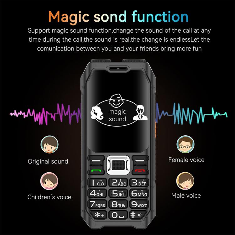 UNIWA M6000 Big Speaker Keypad Phone, 2.4 inch, Dual Flashlights, 21 Keys, SOS, FM, 4 SIM, GSM, Plug:EU Plug(Black)