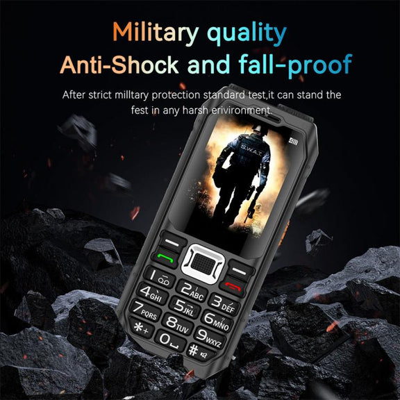 UNIWA M6000 Big Speaker Keypad Phone, 2.4 inch, Dual Flashlights, 21 Keys, SOS, FM, 4 SIM, GSM, Plug:US Plug(Green)