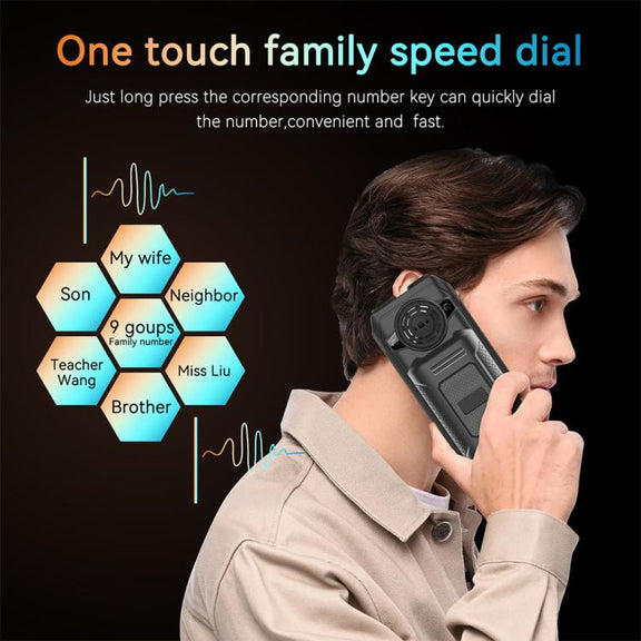 UNIWA M6000 Big Speaker Keypad Phone, 2.4 inch, Dual Flashlights, 21 Keys, SOS, FM, 4 SIM, GSM, Plug:US Plug(Black)
