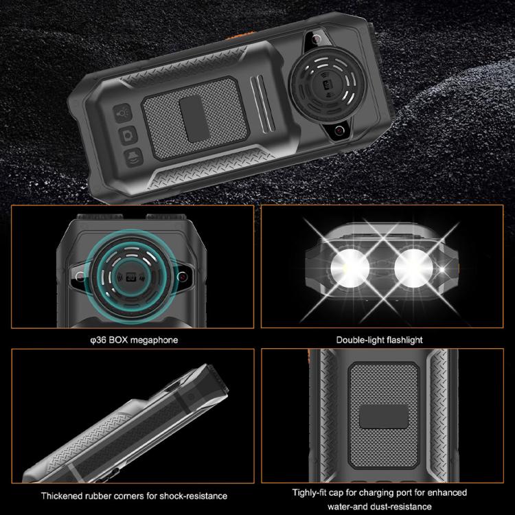 UNIWA M6000 Big Speaker Keypad Phone, 2.4 inch, Dual Flashlights, 21 Keys, SOS, FM, 4 SIM, GSM, Plug:US Plug(Black)