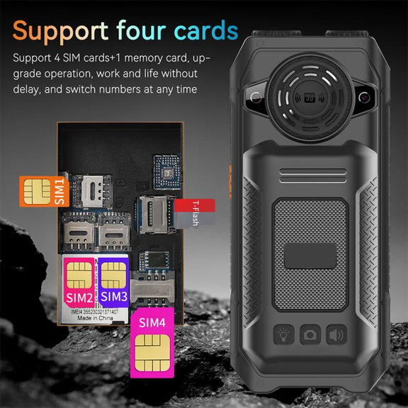 UNIWA M6000 Big Speaker Keypad Phone, 2.4 inch, Dual Flashlights, 21 Keys, SOS, FM, 4 SIM, GSM, Plug:EU Plug(Black)