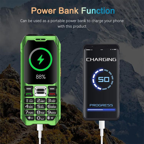UNIWA M6000 Big Speaker Keypad Phone, 2.4 inch, Dual Flashlights, 21 Keys, SOS, FM, 4 SIM, GSM, Plug:US Plug(Green)