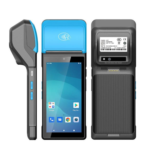 UNIWA V6P Thermal Label Printer Handheld PDA, 2GB+16GB, 5.45 inch Android 12 Mediatek MT6761 Quad Core, NFC, Network: 4G, Plug:AU Plug(Black Blue)