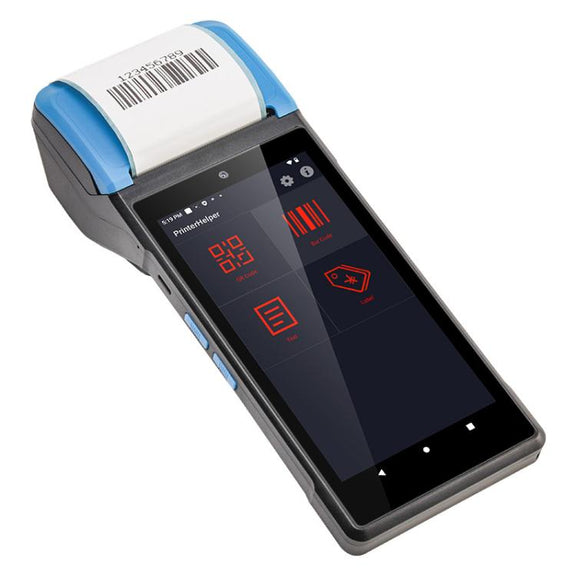 UNIWA V6P Thermal Label Printer Handheld PDA, 2GB+16GB, 5.45 inch Android 12 Mediatek MT6761 Quad Core, NFC, Network: 4G, Plug:AU Plug(Black Blue)