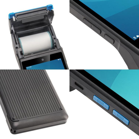 UNIWA V6P Thermal Label Printer Handheld PDA, 2GB+16GB, 5.45 inch Android 12 Mediatek MT6761 Quad Core, NFC, Network: 4G, Plug:AU Plug(Black Blue)