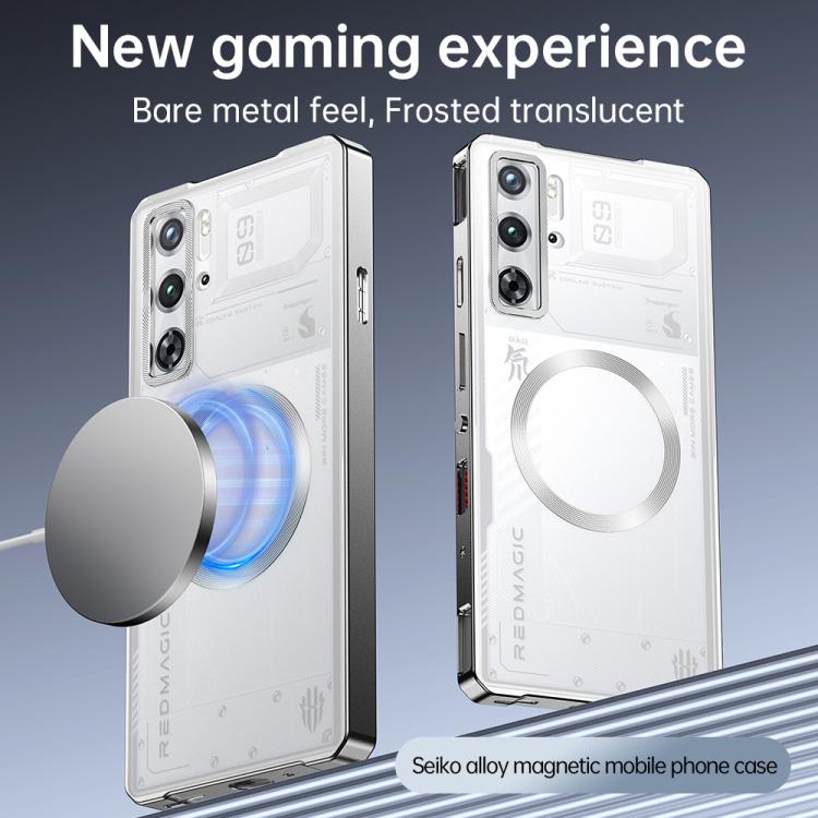 For ZTE nubia RedMagic 10 Pro / 10 Pro+ Alloy Frame Frosted Magnetic Single-sided Phone Case(Titanium)