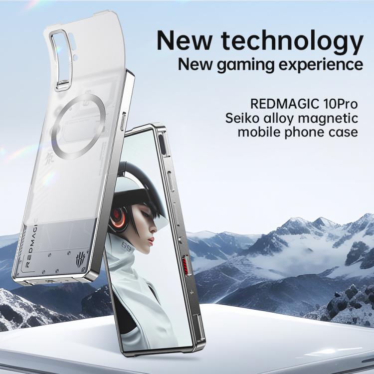 For ZTE nubia RedMagic 10 Pro / 10 Pro+ Alloy Frame Frosted Magnetic Single-sided Phone Case(Titanium)
