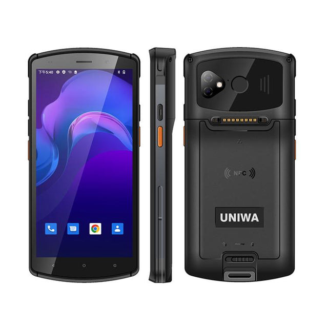 UNIWA V7S PDA Barcode Scanner Rugged Phone, 4GB+64GB, 5.7 inch Android 12 Mediatek MT6762 Octa Core, NFC, Network: 4G, Plug:EU Plug(Black)