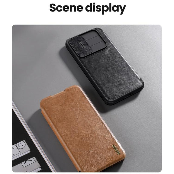 For Samsung Galaxy A56 5G NILLKIN QIN Series Pro Sliding Camera Cover Design Leather Phone Case(Black)