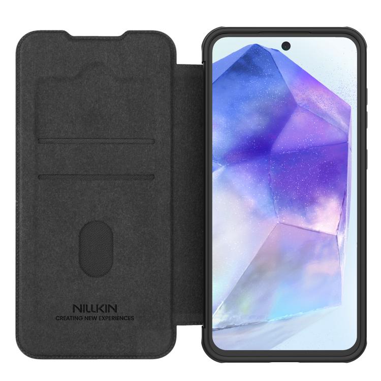 For Samsung Galaxy A56 5G NILLKIN QIN Series Pro Sliding Camera Cover Design Leather Phone Case(Black)