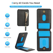 For iPhone 16e Zipper Wallet Split MagSafe Leather Back Phone Case(Black)