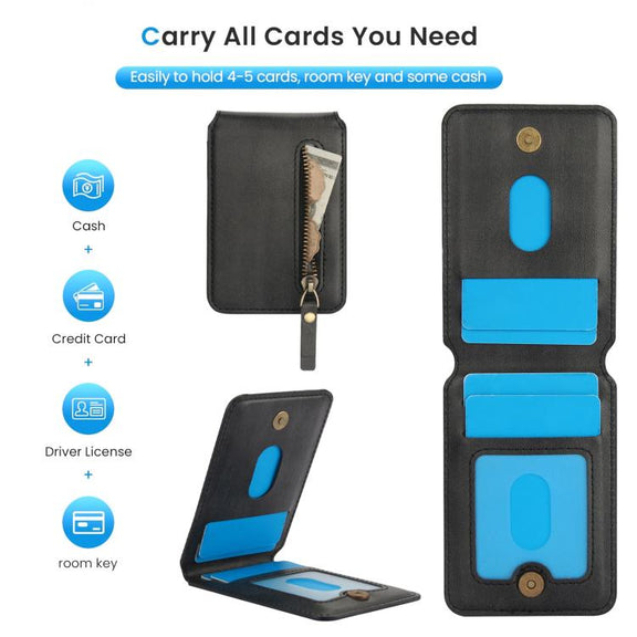 For iPhone 16e Zipper Wallet Split MagSafe Leather Back Phone Case(Black)