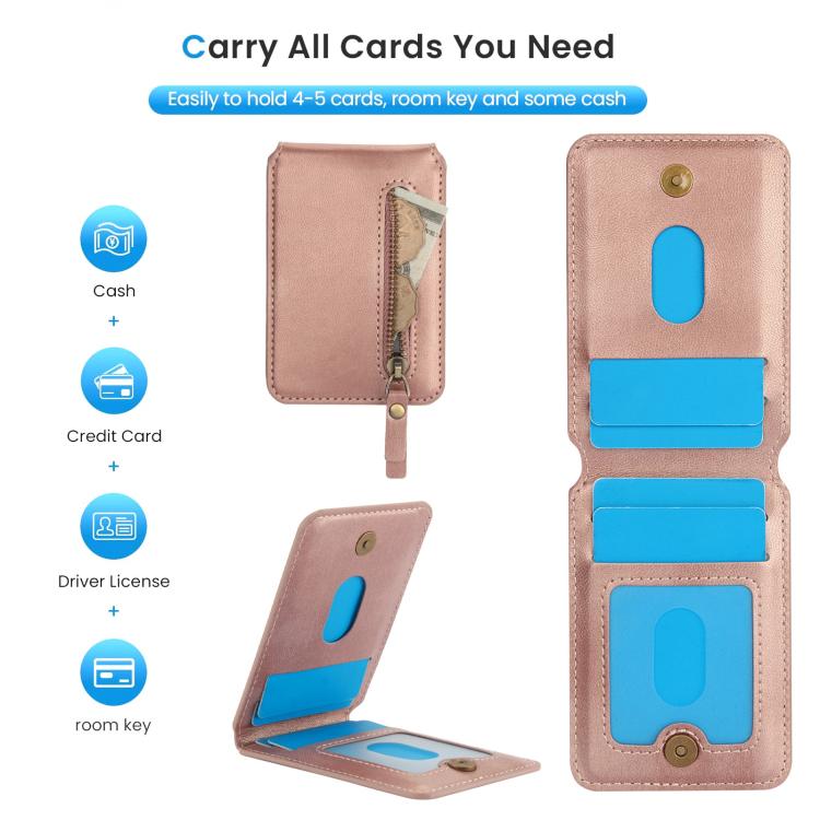 For iPhone 16e Zipper Wallet Split MagSafe Leather Back Phone Case(Rose Gold) - iPhone 16e Cases by PMC TechLife | Online Shopping South Africa | PMC TechLife | Buy Now Pay Later Mobicred
