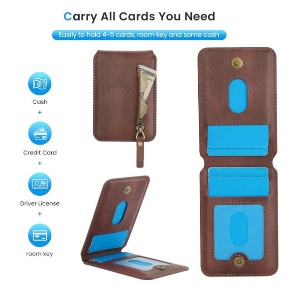 For iPhone 16e Zipper Wallet Split MagSafe Leather Back Phone Case(Brown)