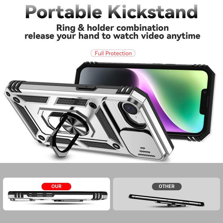 For iPhone 16e Sliding Camshield Holder Phone Case(Silver) - iPhone 16e Cases by PMC TechLife | Online Shopping South Africa | PMC TechLife | Buy Now Pay Later Mobicred