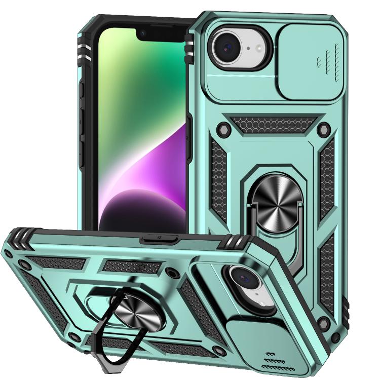 For iPhone 16e Sliding Camshield Holder Phone Case(Dark Green) - iPhone 16e Cases by PMC TechLife | Online Shopping South Africa | PMC TechLife | Buy Now Pay Later Mobicred