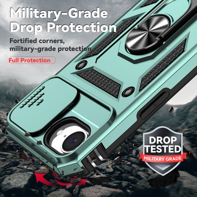 For iPhone 16e Sliding Camshield Holder Phone Case(Dark Green) - iPhone 16e Cases by PMC TechLife | Online Shopping South Africa | PMC TechLife | Buy Now Pay Later Mobicred