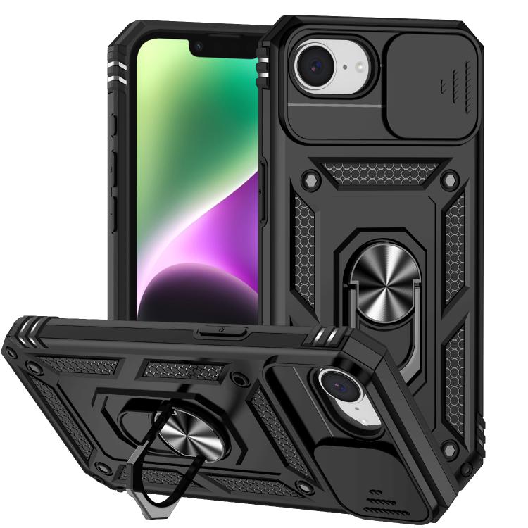 For iPhone 16e Sliding Camshield Holder Phone Case(Black) - iPhone 16e Cases by PMC TechLife | Online Shopping South Africa | PMC TechLife | Buy Now Pay Later Mobicred