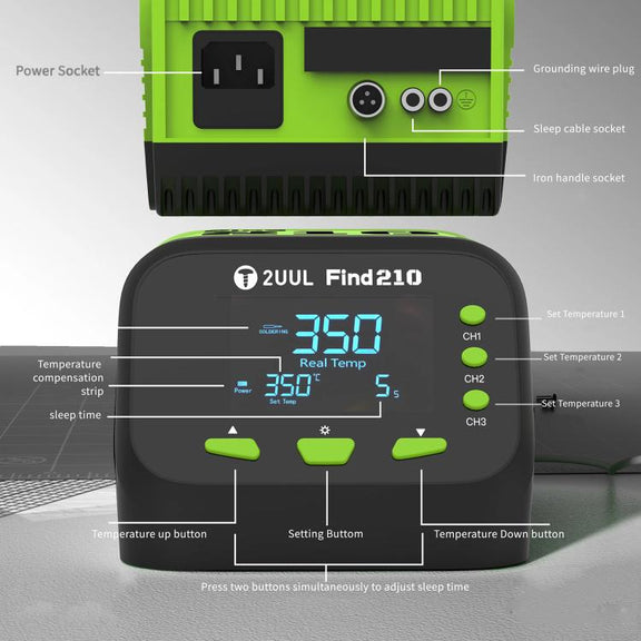2uul FD01 Find210 60W High-Power AC Transformer Soldering Station, Plug:US Plug