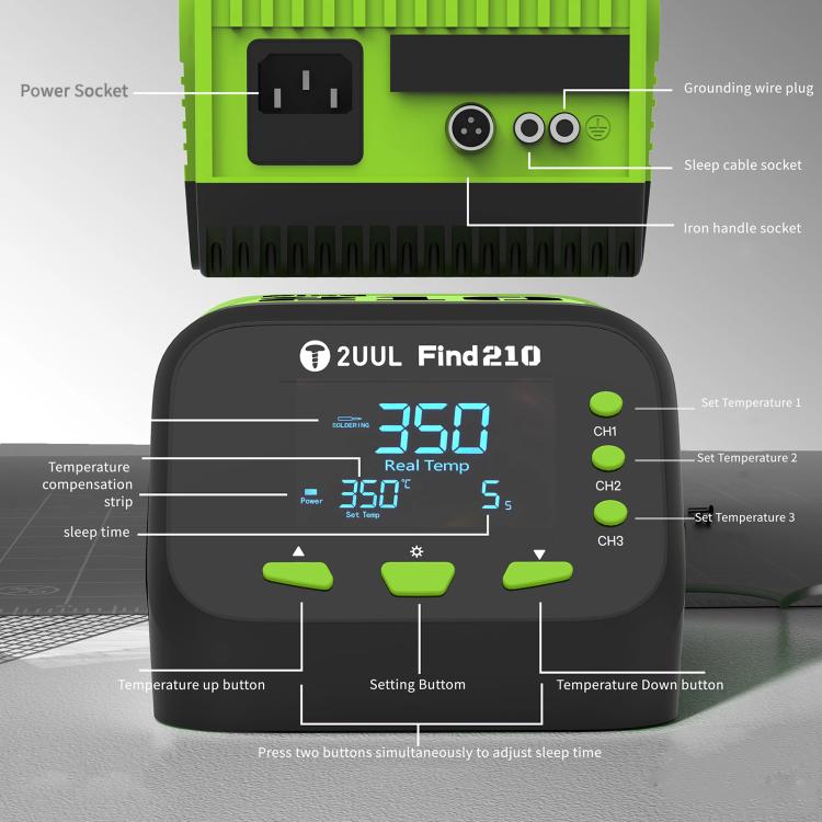 2uul FD01 Find210 60W High-Power AC Transformer Soldering Station, Plug:US Plug