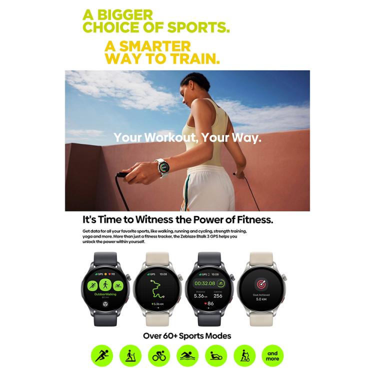 Zeblaze Btalk 3 GPS 1.43 inch HD AMOLED Screen Health Fitness Smart Watch, Support Bluetooth Call(Space Gray) - free shipping - PMC TechLife - Order now!