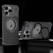For iPhone 16 Pro R-JUST RJ-64 Aromatherapy Heat Dissipation MagSafe Phone Case with Stand(Black)