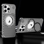 For iPhone 16 Pro R-JUST RJ-64 Aromatherapy Heat Dissipation MagSafe Phone Case with Stand(Grey)