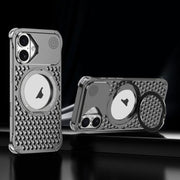For iPhone 16 R-JUST RJ-64 Aromatherapy Heat Dissipation MagSafe Phone Case with Stand(Grey)