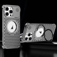 For iPhone 15 Pro Max R-JUST RJ-64 Aromatherapy Heat Dissipation MagSafe Phone Case with Stand(Grey) - free shipping - PMc TechLife - Order now!