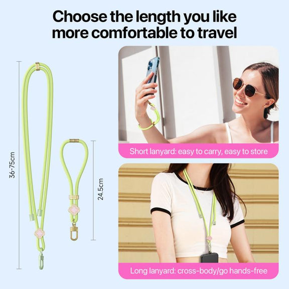 DUX DUCIS Garden Series Begonia Pattern Adjustable Short Phone Lanyard(Green Yellow)