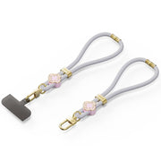 DUX DUCIS Garden Series Begonia Pattern Adjustable Short Phone Lanyard(Grey)