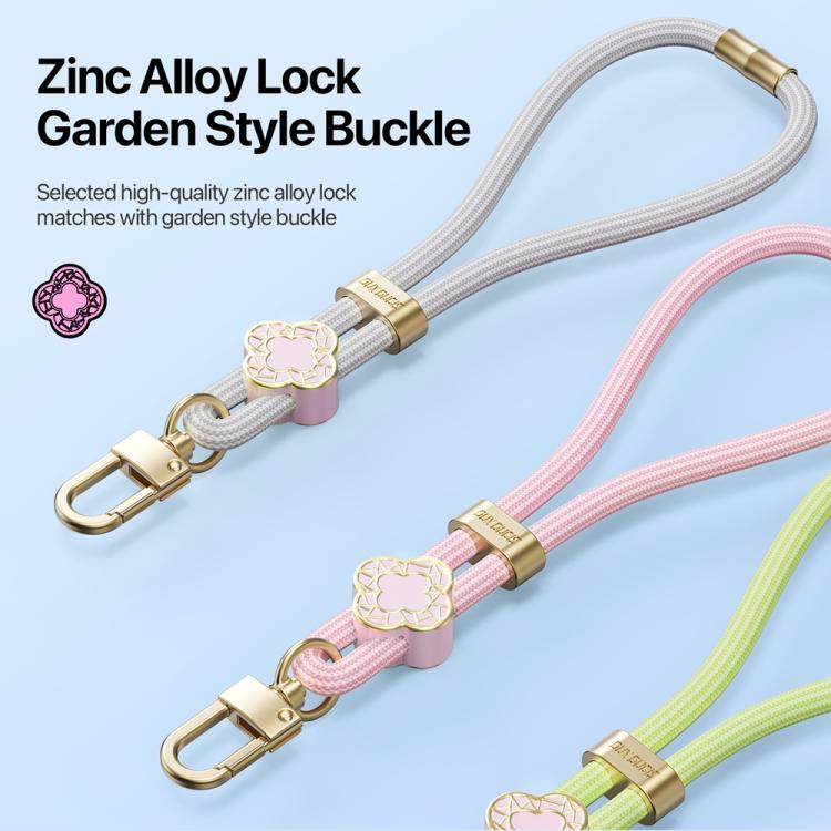 DUX DUCIS Garden Series Begonia Pattern Adjustable Short Phone Lanyard(Grey) - Lanyards & Wrist Straps by DUX DUCIS | Online Shopping South Africa | PMc TechLife | Buy Now Pay Later Mobicred