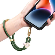 DUX DUCIS Garden Series Begonia Pattern Adjustable Short Phone Lanyard(Army Green)