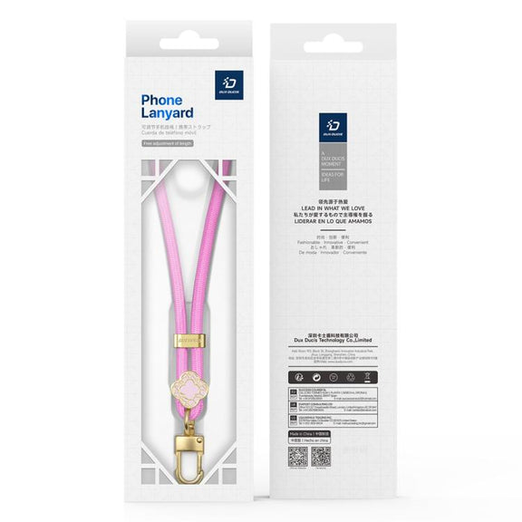 DUX DUCIS Garden Series Begonia Pattern Adjustable Short Phone Lanyard(Pink)