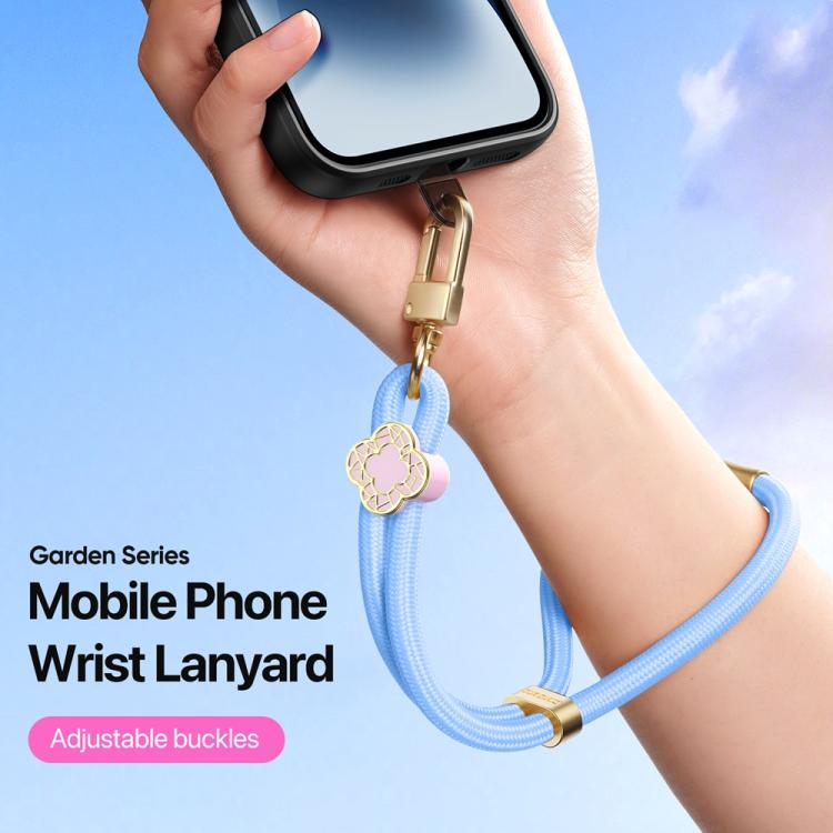 DUX DUCIS Garden Series Begonia Pattern Adjustable Short Phone Lanyard(Sky Blue)