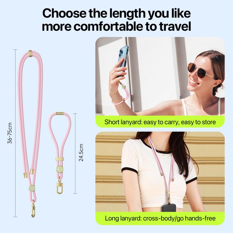 DUX DUCIS Garden Series Tile Pattern Adjustable Short Phone Lanyard(Light Pink)