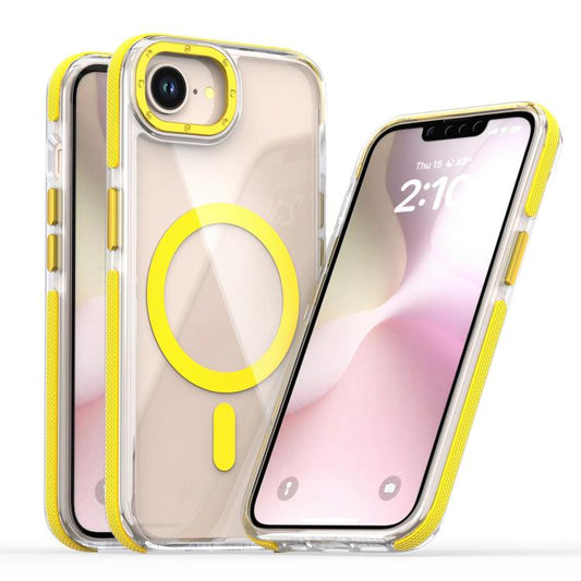 For iPhone 16e Dual-Color Clear Acrylic Hybrid TPU MagSafe Phone Case(Yellow) - iPhone 16e Cases by PMC Jewellery | Online Shopping South Africa | PMC Jewellery | Buy Now Pay Later Mobicred