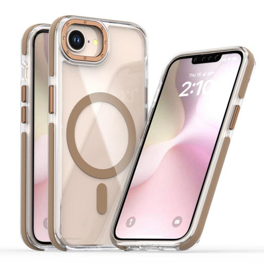 For iPhone 16e Dual-Color Clear Acrylic Hybrid TPU MagSafe Phone Case(Desert Gold) - iPhone 16e Cases by PMC Jewellery | Online Shopping South Africa | PMC Jewellery | Buy Now Pay Later Mobicred
