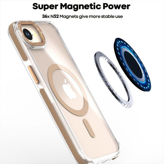 For iPhone 16e Dual-Color Clear Acrylic Hybrid TPU MagSafe Phone Case(Grey)