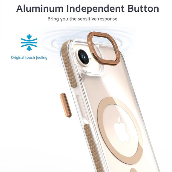For iPhone 16e Dual-Color Clear Acrylic Hybrid TPU MagSafe Phone Case(Orange)