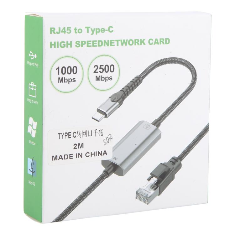 2m RJ45 to USB-C / Type-C High Speed Network Card Ethernet Cable - free shipping - PMC Jewellery - Order now!
