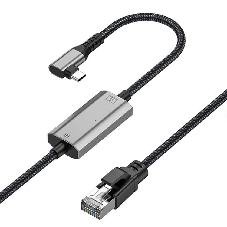 2m RJ45 to USB-C / Type-C Side Bend High Speed Network Card Ethernet Cable - Lan Cable and Tools by PMC Jewellery | Online Shopping South Africa | PMC Jewellery | Buy Now Pay Later Mobicred