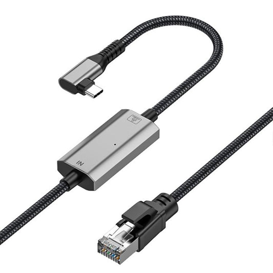 2m RJ45 to USB-C / Type-C Side Bend High Speed Network Card Ethernet Cable - Lan Cable and Tools by PMC Jewellery | Online Shopping South Africa | PMC Jewellery | Buy Now Pay Later Mobicred