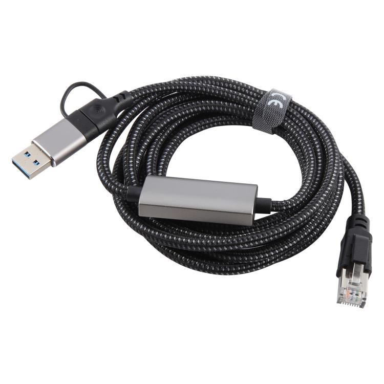 2m RJ45 to USB-C / Type-C Side Bend High Speed Network Card Ethernet Cable - Lan Cable and Tools by PMC Jewellery | Online Shopping South Africa | PMC Jewellery | Buy Now Pay Later Mobicred