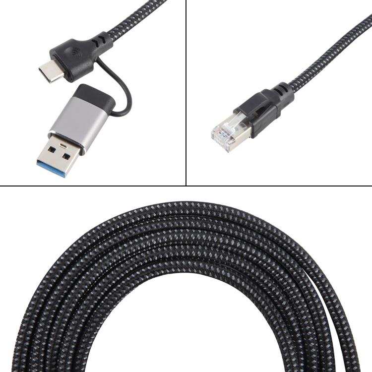 2m RJ45 to USB-C / Type-C Side Bend High Speed Network Card Ethernet Cable - Lan Cable and Tools by PMC Jewellery | Online Shopping South Africa | PMC Jewellery | Buy Now Pay Later Mobicred