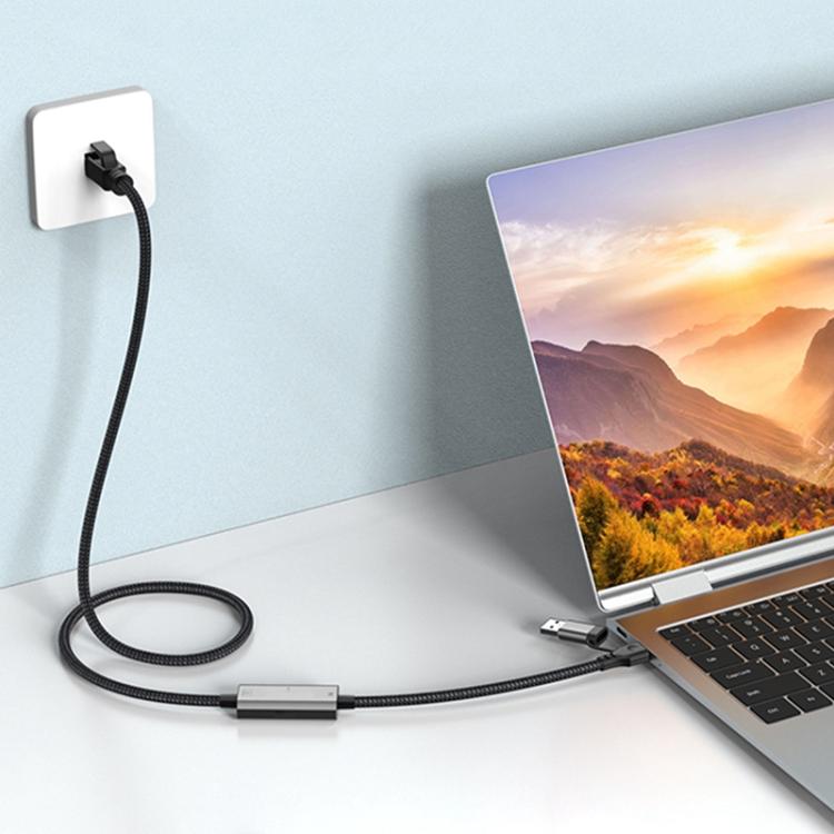 2m RJ45 to USB-C / Type-C Side Bend High Speed Network Card Ethernet Cable - Lan Cable and Tools by PMC Jewellery | Online Shopping South Africa | PMC Jewellery | Buy Now Pay Later Mobicred
