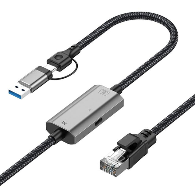2m RJ45 to Type-C / USB 2-in-1 High Speed Network Card Ethernet Cable