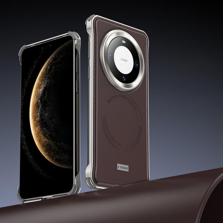 For Huawei Mate 60 Pro Metal Frameless MagSafe Leather Phone Case(Brown) - Huawei Cases by PMC TechLife | Online Shopping South Africa | PMC TechLife | Buy Now Pay Later Mobicred