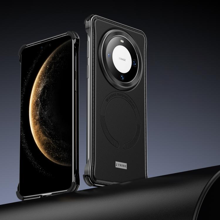 For Huawei Mate 60 Pro+ Metal Frameless MagSafe Leather Phone Case(Black) - Huawei Cases by PMC TechLife | Online Shopping South Africa | PMC TechLife | Buy Now Pay Later Mobicred