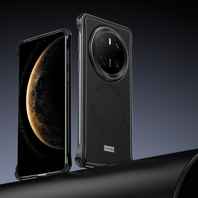 For Huawei Mate 70 Metal Frameless MagSafe Leather Phone Case(Black) - Huawei Cases by PMC TechLife | Online Shopping South Africa | PMC TechLife | Buy Now Pay Later Mobicred